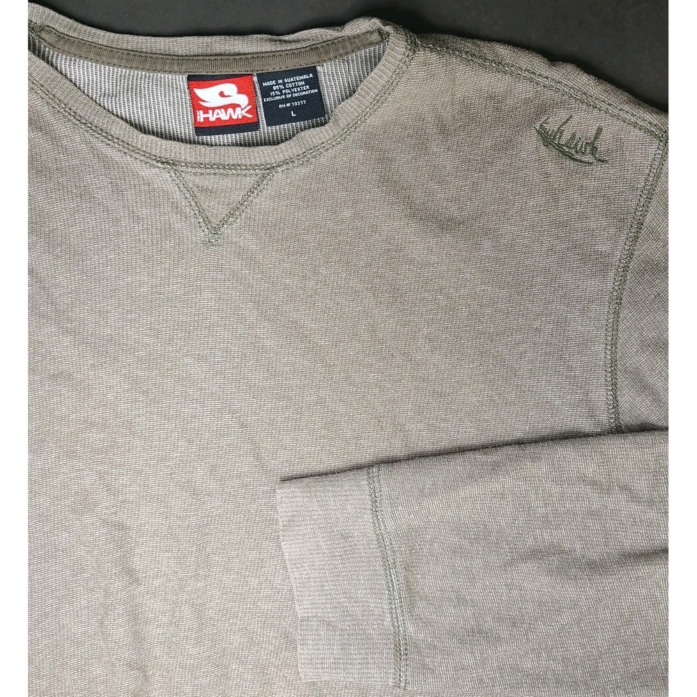 Tony Hawk Mens Long Sleeve Thermal Shirt Tan Size L Lightweight Skate Crewneck